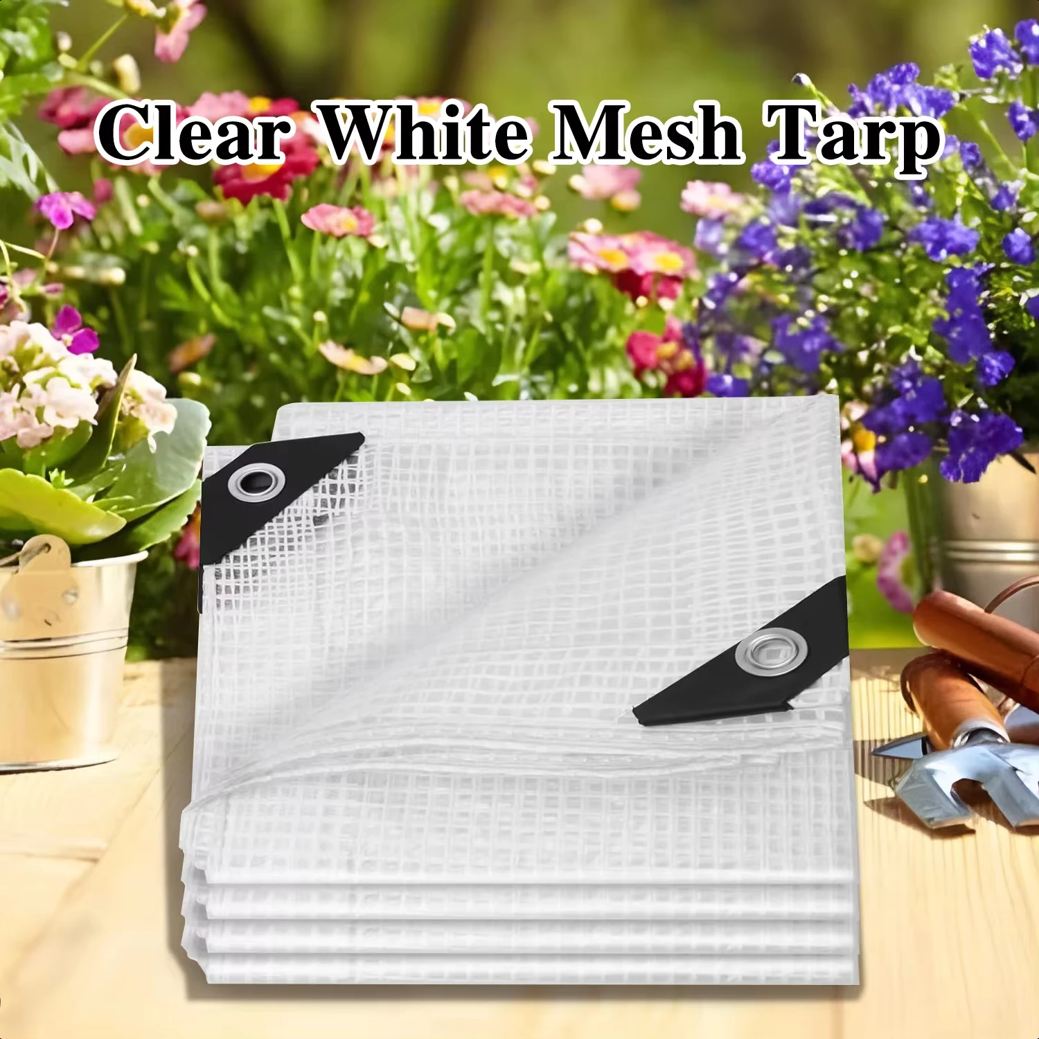 

9.35 ft. x 20 ft. Clear White Mesh Tarp Heavy Duty Waterproof Greenhouse Outdoor Gardening Farming Camping Yard