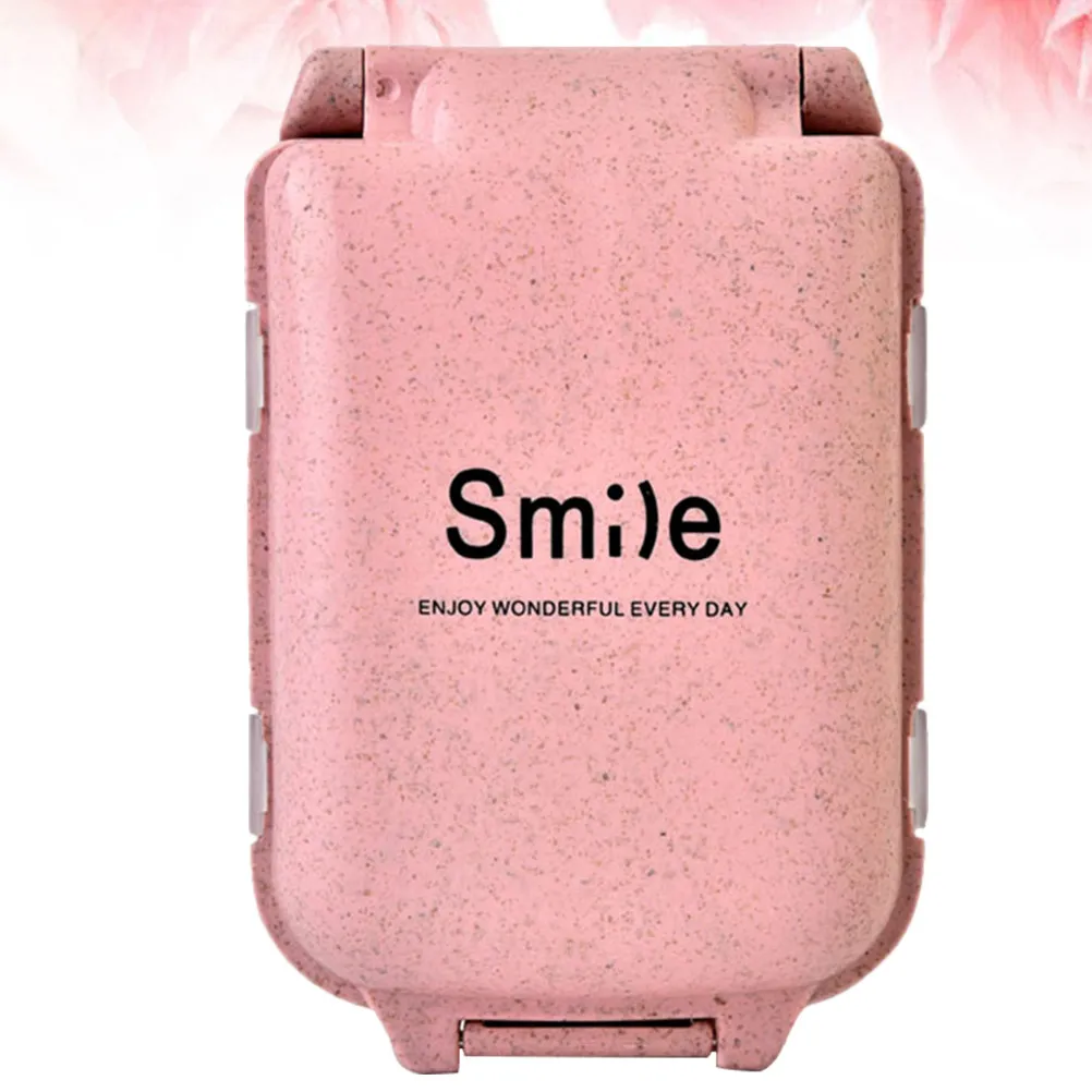 

2Pcs Portable Medicine Box Wheat Fiber Pill Organizer Travel Storage Case for Pills Vitamins Rings Earings Small Items