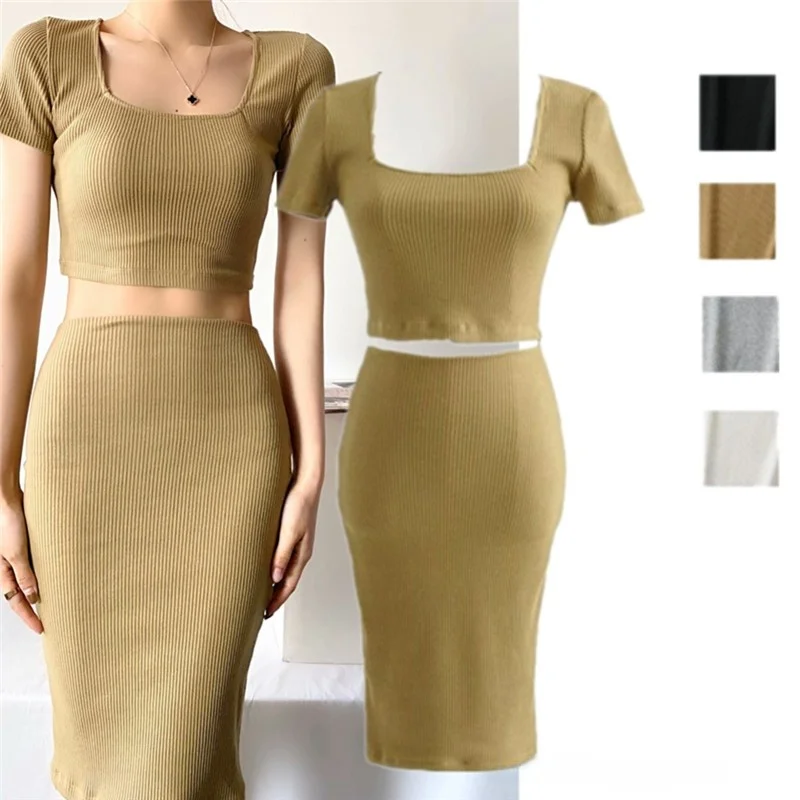 

Ветер с квадратным воротником Dr Set ort Sve Slim Fit Юбка с высокой талией и пуговицами из двух частей хлопка Summer Faion