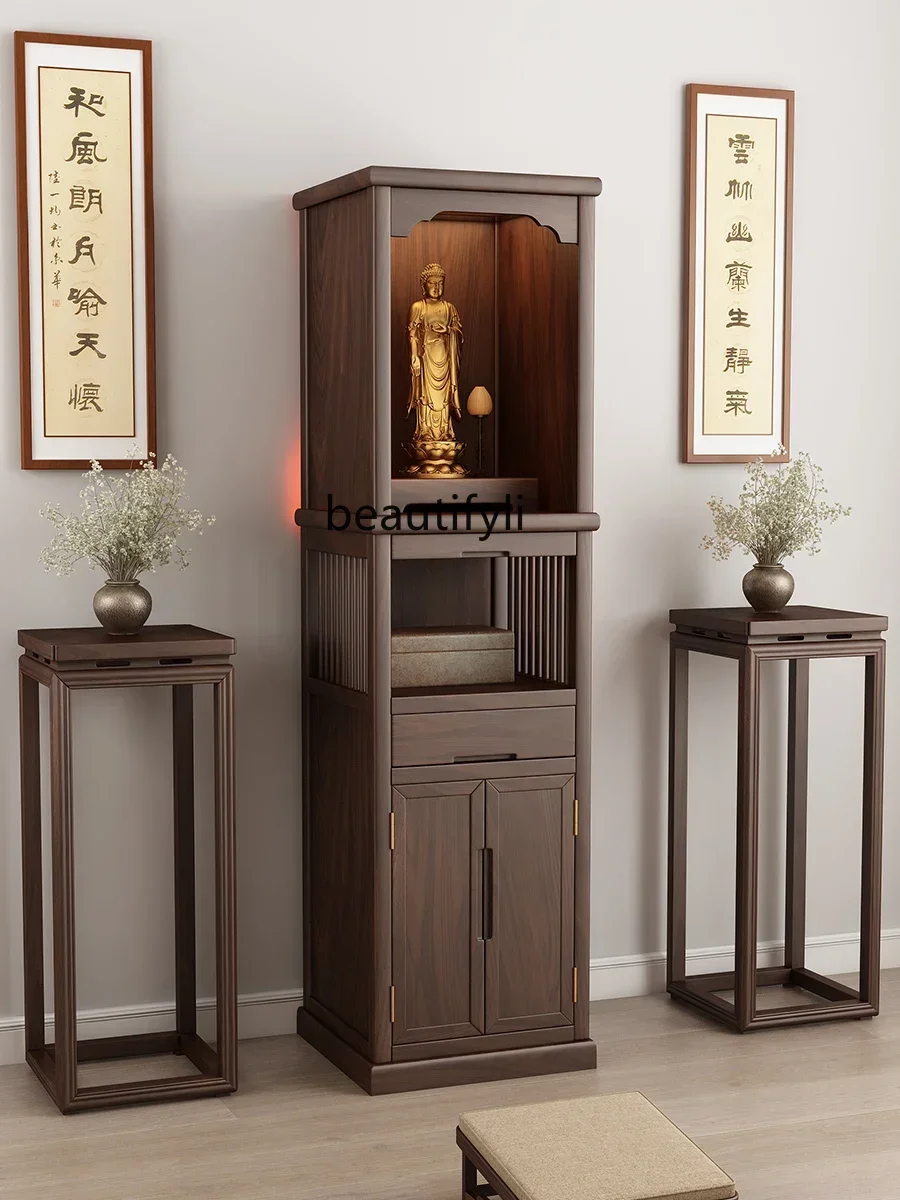 

New Chinese Style Solid Wood Buddha Shrine Clothes Closet Prayer Altar Table Altar Cabinet Shrine God of Wealth Buddha Cabinet