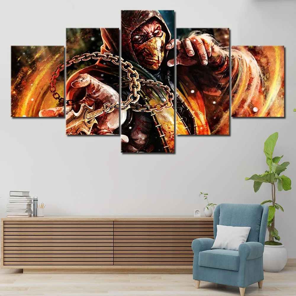 Unframe Mortal kombat Game 5 Pieces Wall Art Canvas Poster Paintings Bedside Background Home Decor Picture Decorations