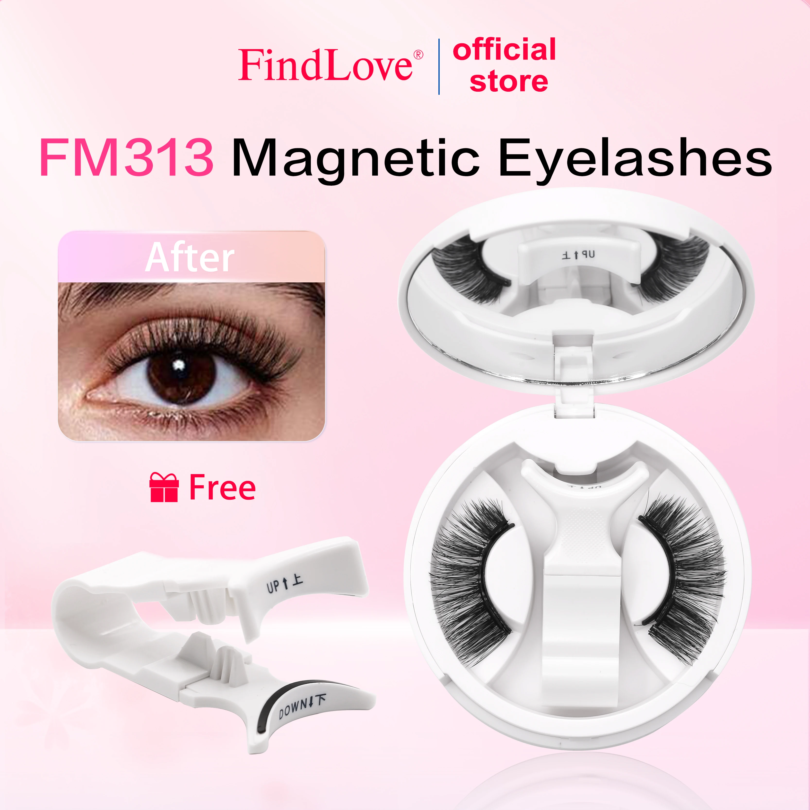 1Pair Magnetic Eylashes Fox Eye Lash Natural Look Wispy Magnetic Lashes End Eye Elongated Glue-free Eyelash Extension Set Reuse