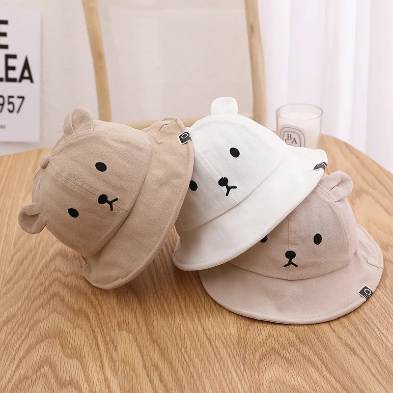 Cute Bear Baby Bucket Hat Spring Summer Outdoor Sun Hats for Boy Girl Cartoon Bear Ears Baby Hat Panama Cap Baseball Caps