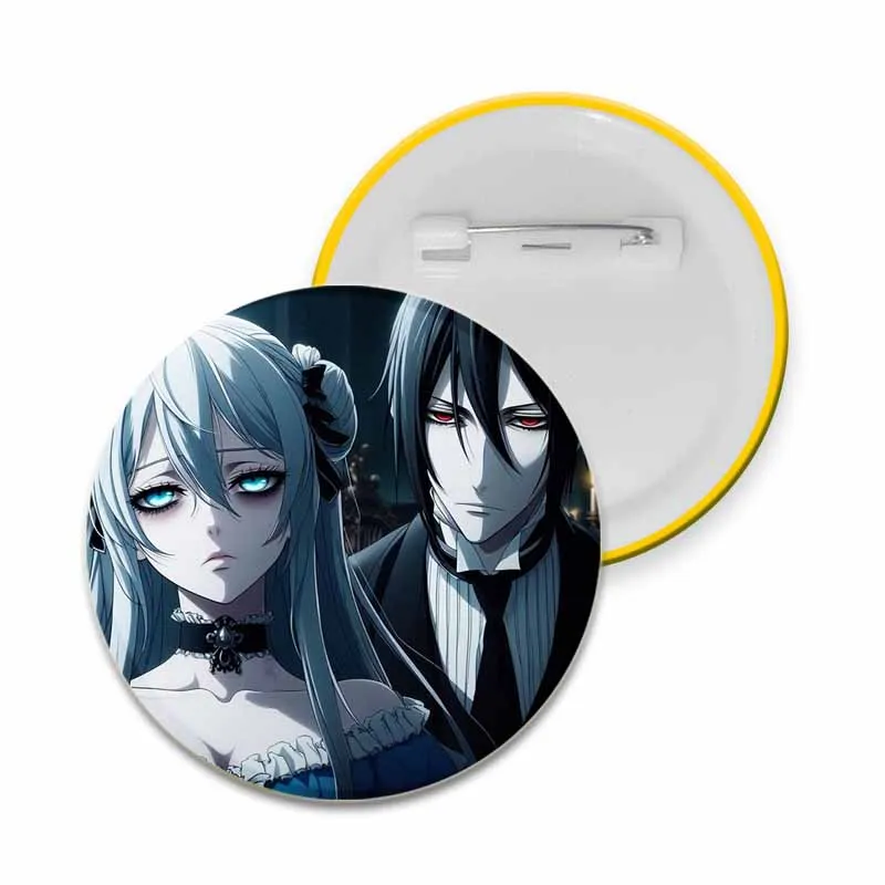 32/44/58mm Anime Black Butler Badge Simple Button Pin Snap Brooches Daily Fashion Decoration Birthday Anniversary Ideal Gift