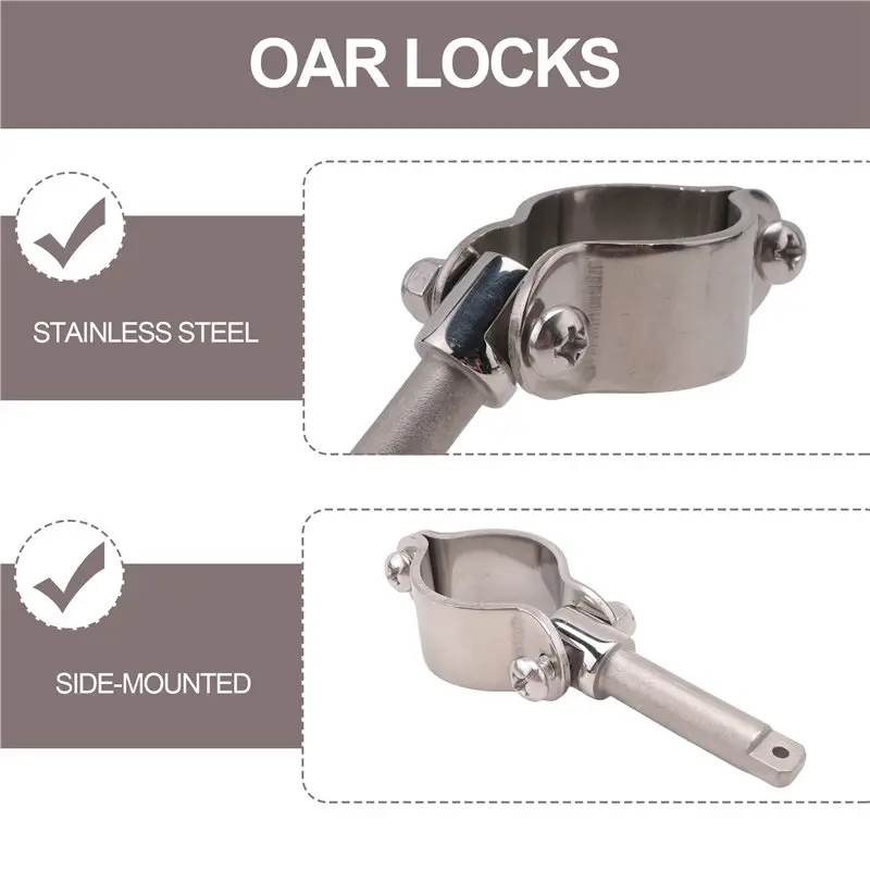 Boat Stainless Steel Row Lock Side Mount Line Oar Lock Socket Marine Yacht (2 Per Pack)