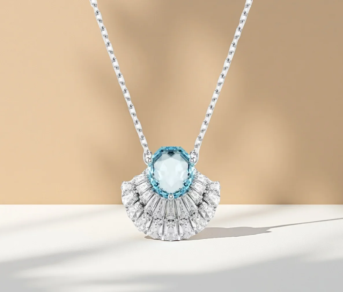 

Glacier Tears Octagonal Sea Blue Gem Pendant s925 Octagonal Cut Main Stone Eternal Light Luxury Fairy Style Accessory