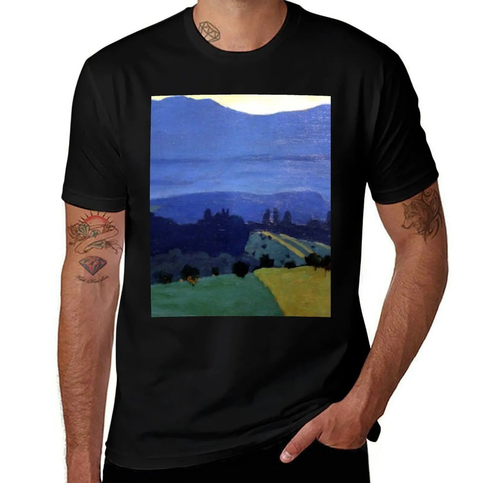 Felix Vallotton - Landscape in the Jura Mountains (new color editing) T-Shirt cotton graphic tees mens t shirts