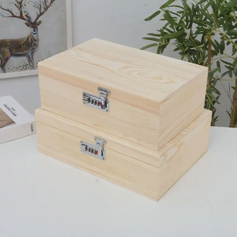 Minimalistische Effen Kleur Nieuwe Anti-Diefstal Flip Cover, Houten Wachtwoord Bestand, Sieraden Opslag Met Slot Mini Box