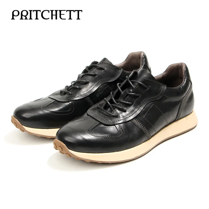 

Retro Distressed Lace-Up Forrest Gump Shoes Washed Horse Leather Lace-Up Sneakers Men's Casual Fashion Comfortable Shoes