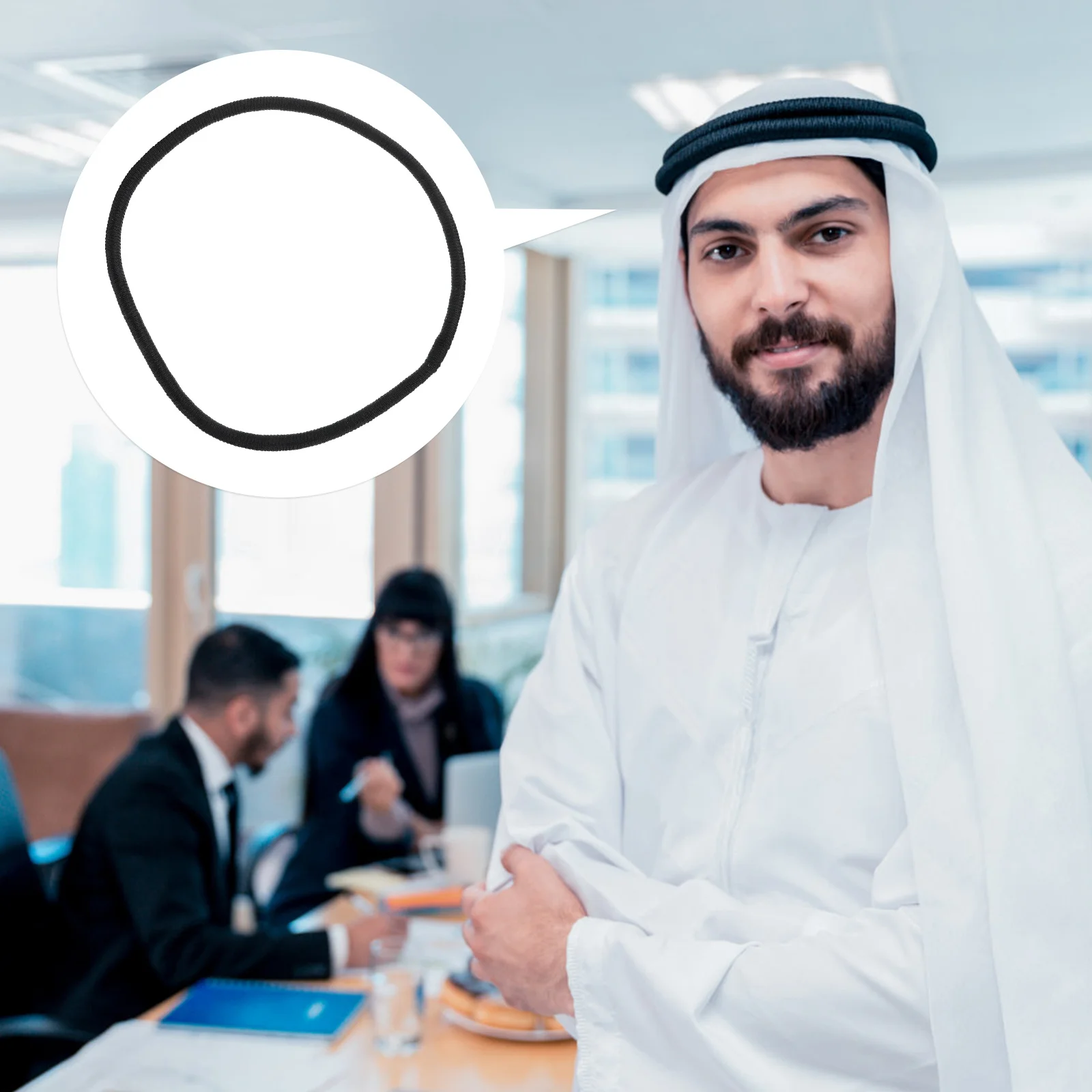 

1Pair Arab Kerchief Headband Durable PU Long Time Use Windproof Easy on Off Middle East Turban Accessories Muslim Headwear