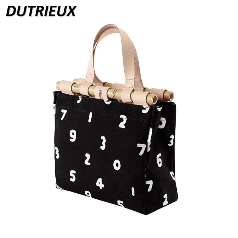 Japanese Style New Canvas Bag Fashion Handle Digital Woven Ladies Handbag Fashion Casual Bags Versatile Handbags for Women