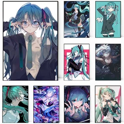 H-Hatsune Anime Miku Poster Cartoon beautiful girl Anime Canvas Print Poster Poster Wall Art Decoration For Home Room Decoration