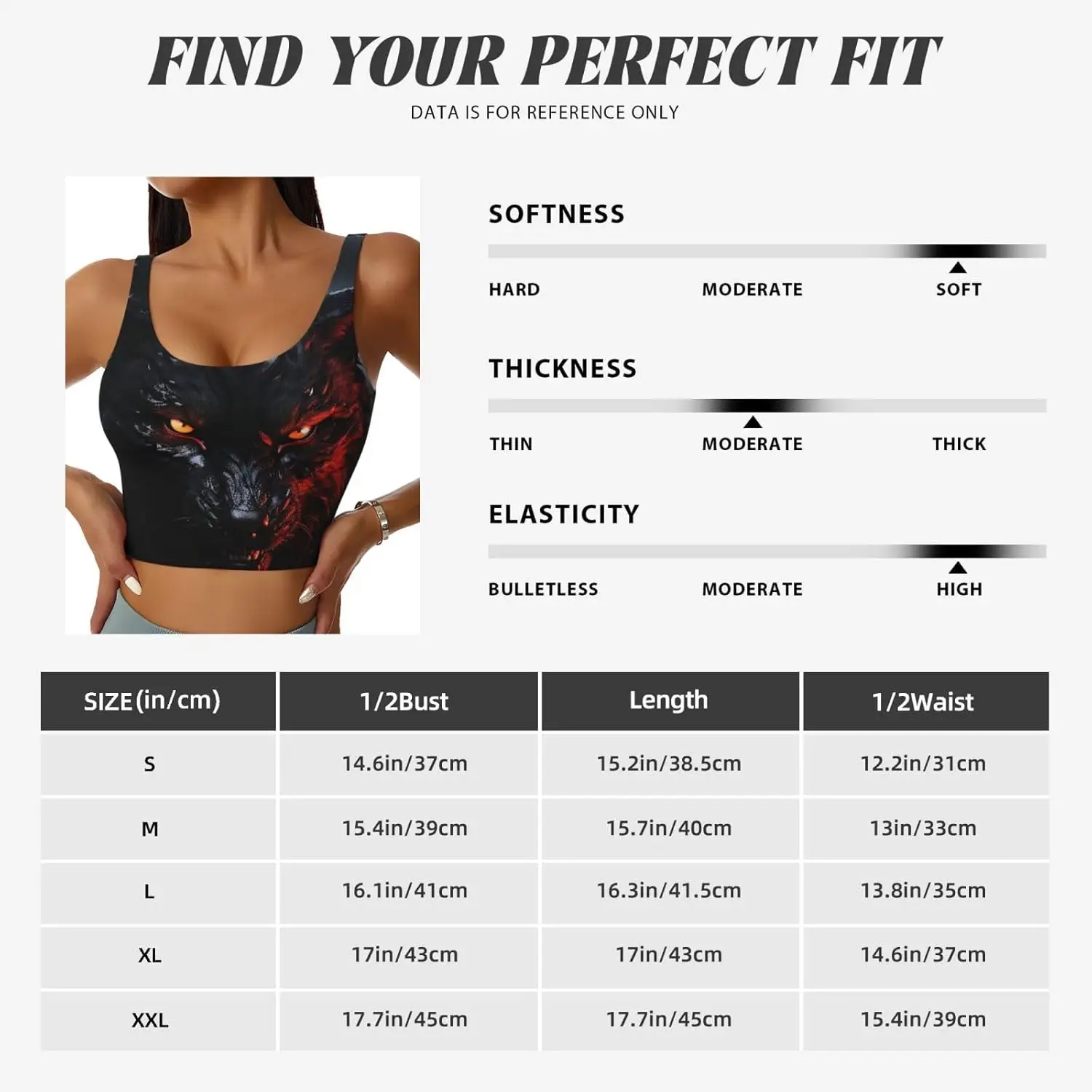 Sports Bras for Women, U Back Removable Womens Tank Tops Big Black Wolf with Red Eyes Funny Yoga Print Workout Bras