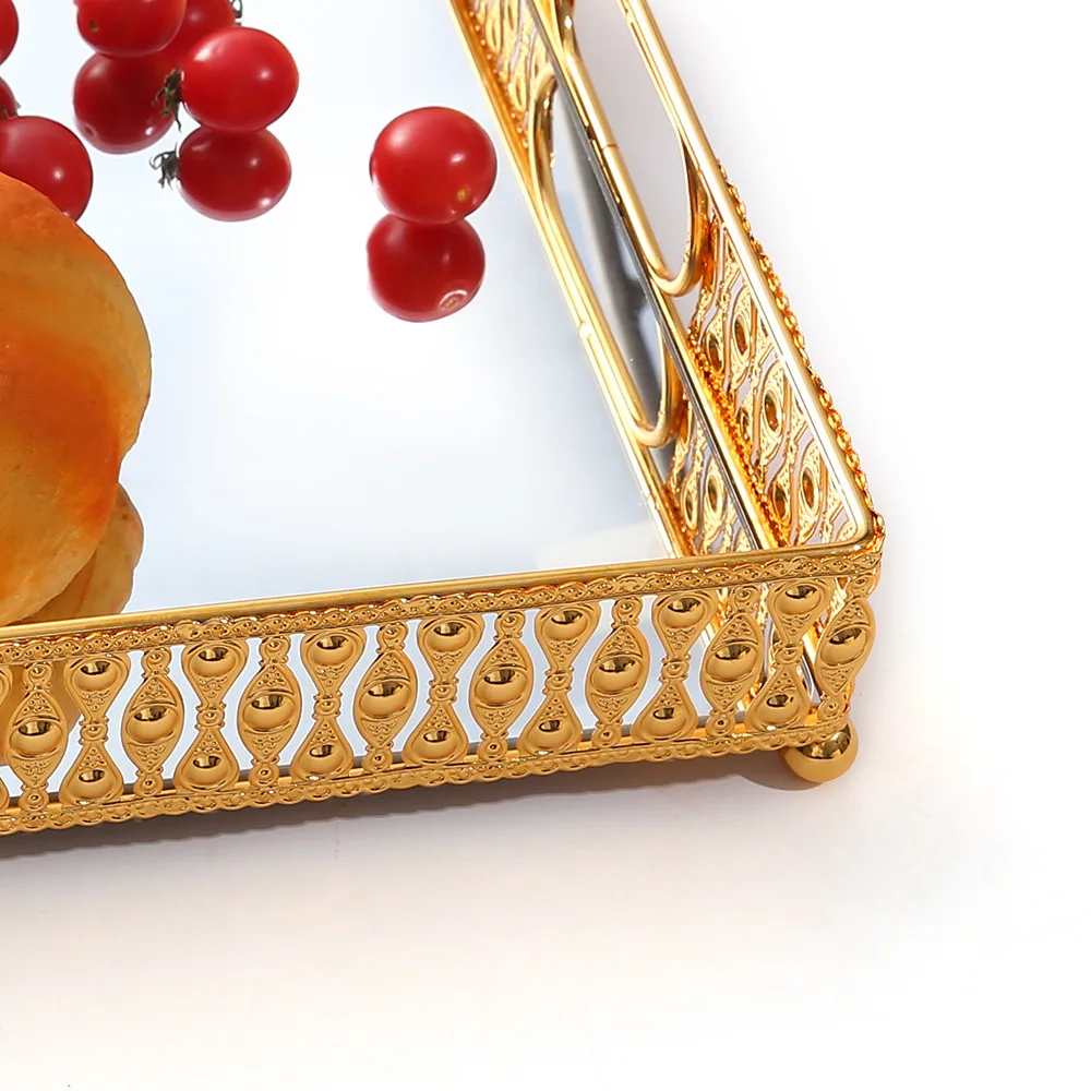 

New light metal mirror tray hotel home fruit tray cosmetics storagejewelry tray