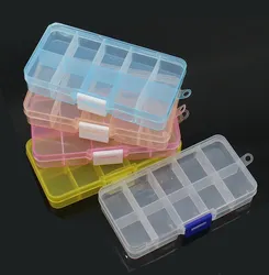 Caja de almacenamiento de herramientas de joyería portátil colorida Separable, anillo de contenedor, piezas electrónicas, organizador de cuentas de tornillo, caja de plástico, 10 ranuras