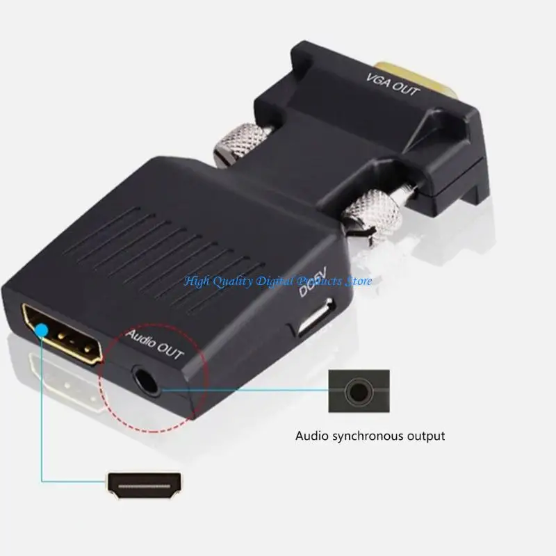 U2JE HDTV naar VGA Adapter Converters Uitgang Computerset Topbox Connector Dongle voor laptop PC Monitors Projectoren 3,5 mm