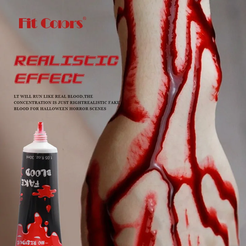 Fit Colors Halloween Realistic Fake Blood 3 Colors Plasma Ghost Festival Day Of The Dead Halloween Washable Face Painting Makeup