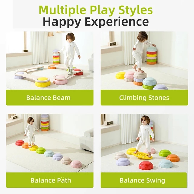 Balance Stepping Stones Balance Beam Sensory Stepping Stones for Toddlers LSet of 8 Pcs Balance Beam for Obstacle Courses