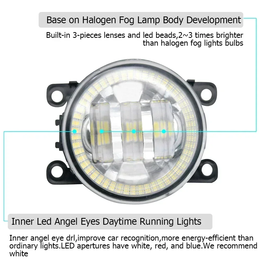 Upgrade Car Fog Lights Assembly PTF for Honda HR-V BR-V CR-V CR-Z with Clear Lens Angel Eyes DRL Ring Daytime Running Lamp