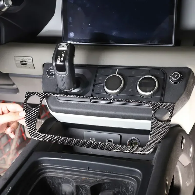 

Soft Carbon Fiber Center Console Air Conditioning Cover Trim Stickers For Land Rover Defender 90 110 130 2020-24 Car Accessories