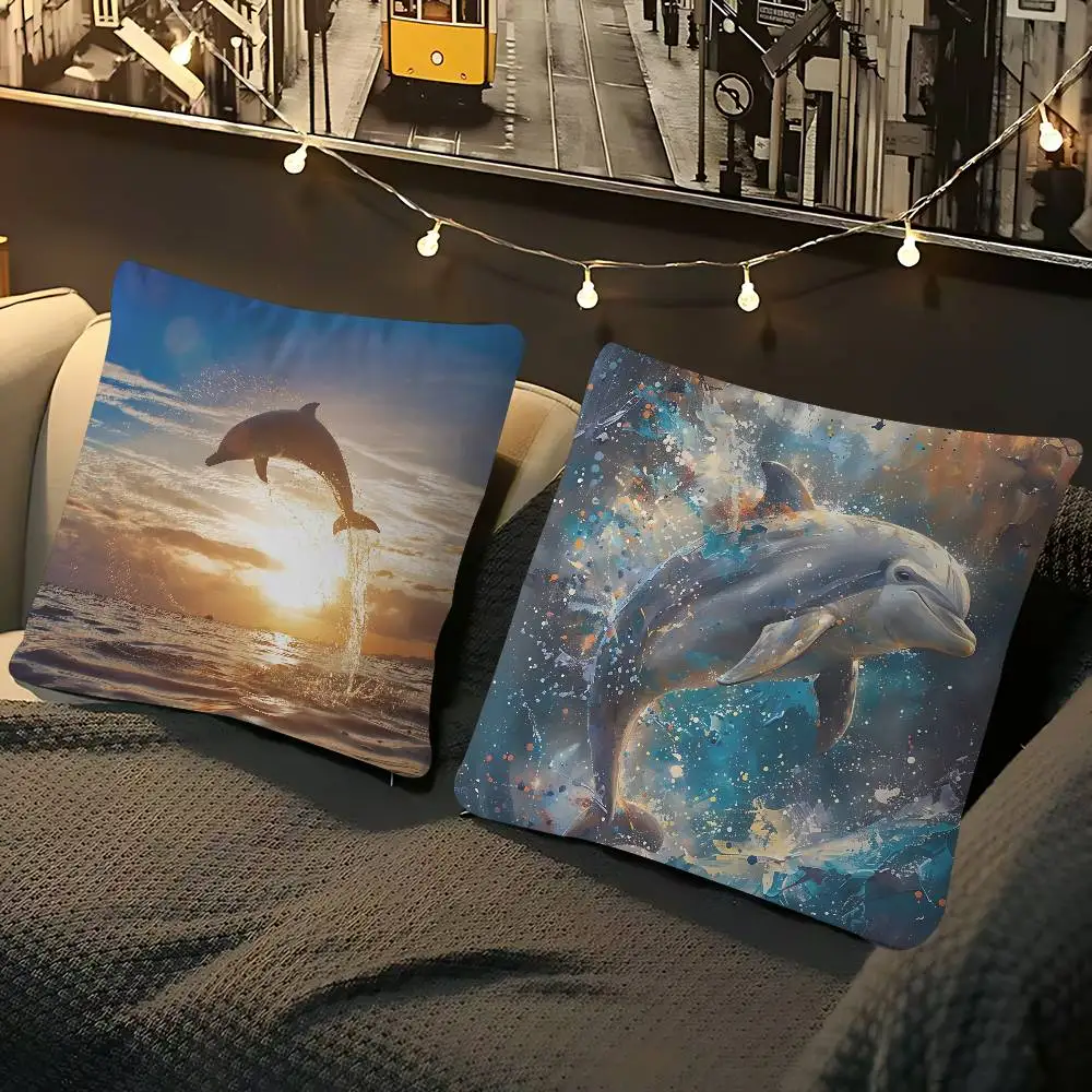 3D Ocean World Shark Dolphin Pillow Case Removable Washable Cushion Cover – All-Season Soft Linen