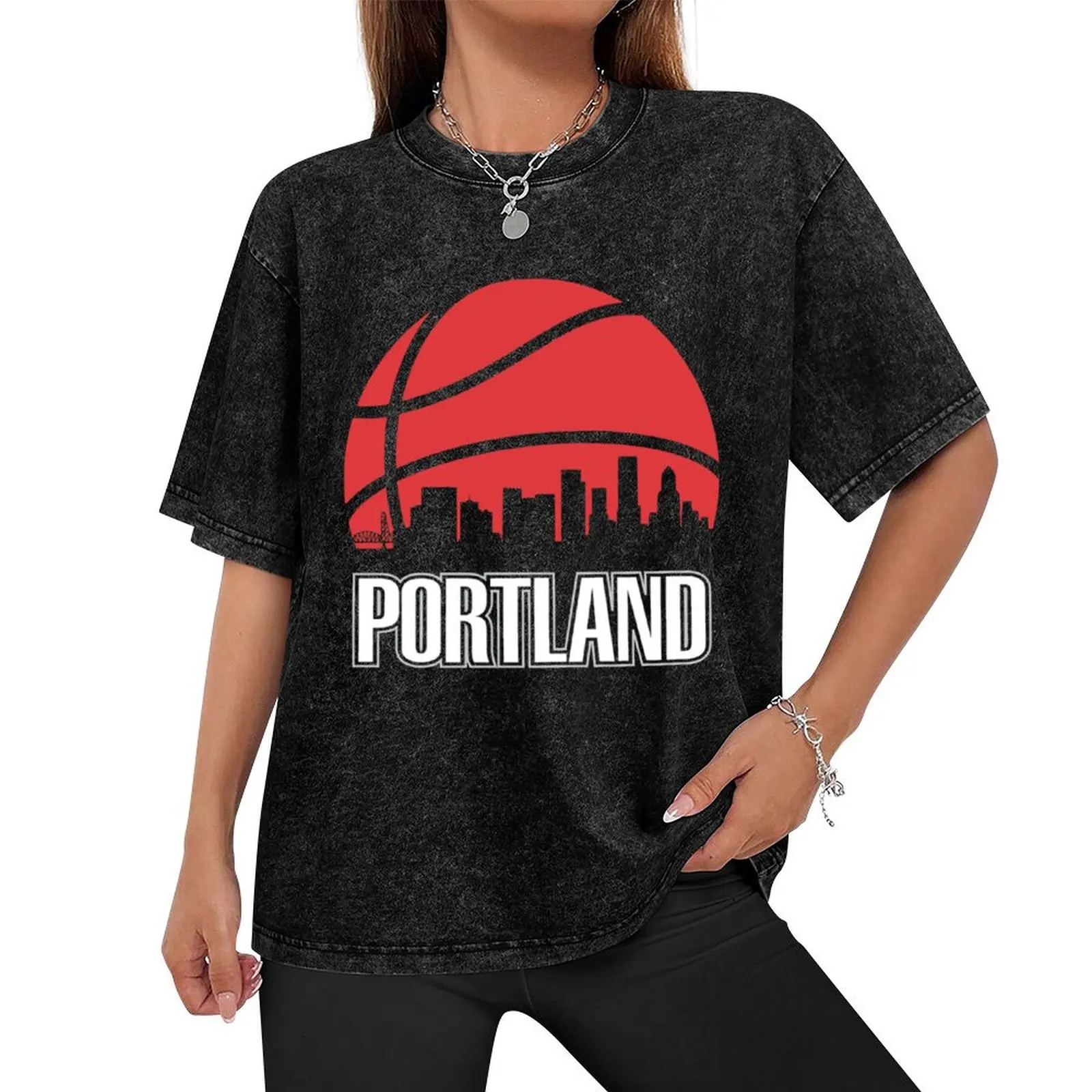 Retro trail blazers Basketball Portland city skyline T-Shirt tees funny meme t-shirts sweat Man t-shirt mens designer clothes