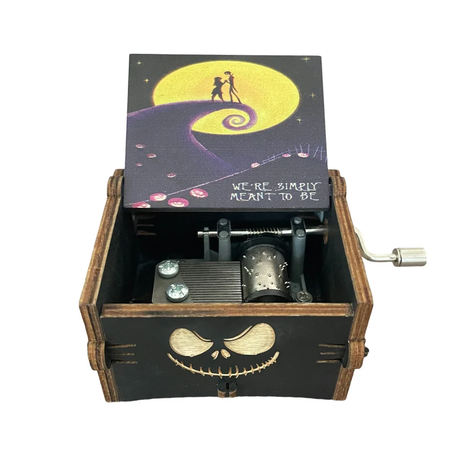 Hot Wooden Hand Crank Music Box Anime Theme Halloween Merry Christmas Decoration Home Christmas Birthday Gift