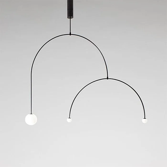 Minimalism Wrought Iron Matte Black ArcPipe Pendant Ceiling Light WitFrosted White Glass Shade LED G4 Aisle Lights Droplight