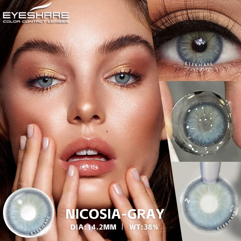 EYESHARE 2pcs Colored Pupils for Eyes Color Contact Lenes Green Eye Color Lenses Blue Eye Contacts High Quality Gray Soft Pupils