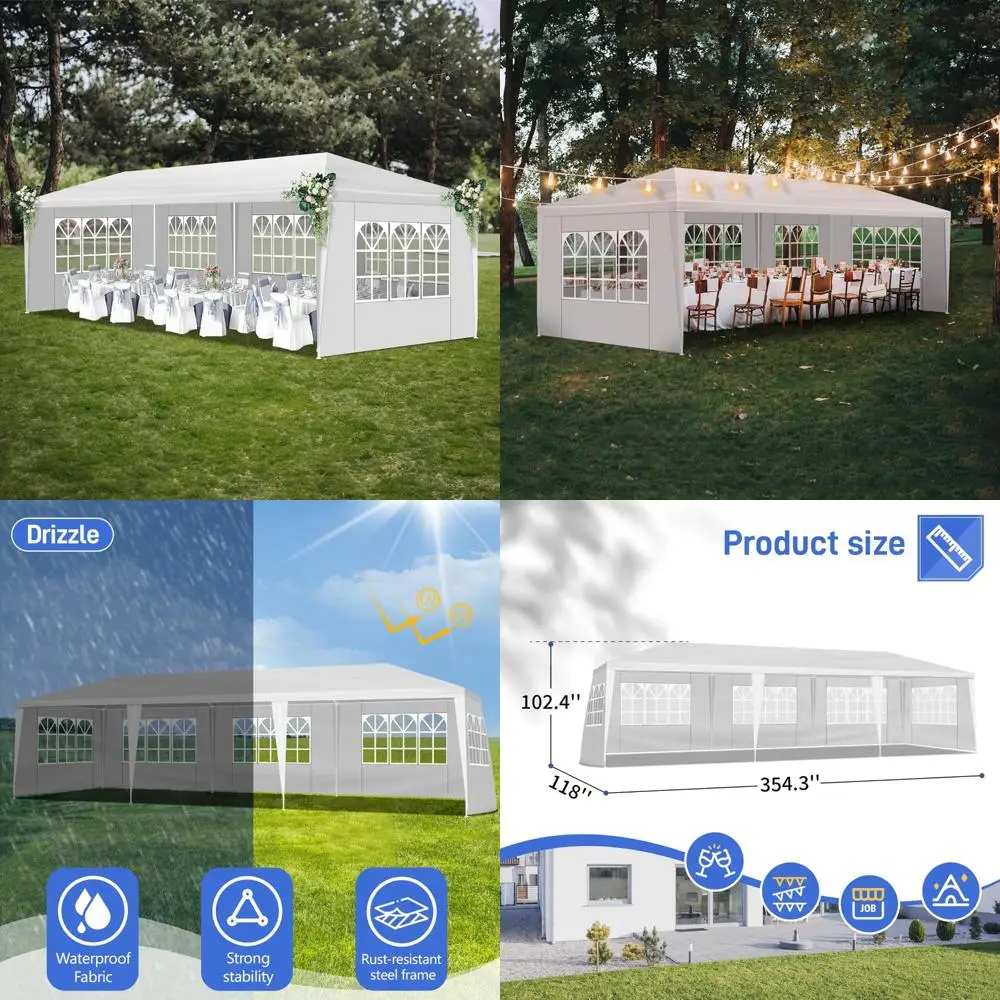 Portable Outdoor Party Tent with Removable Walls and Clear Panels for Weddings and Events