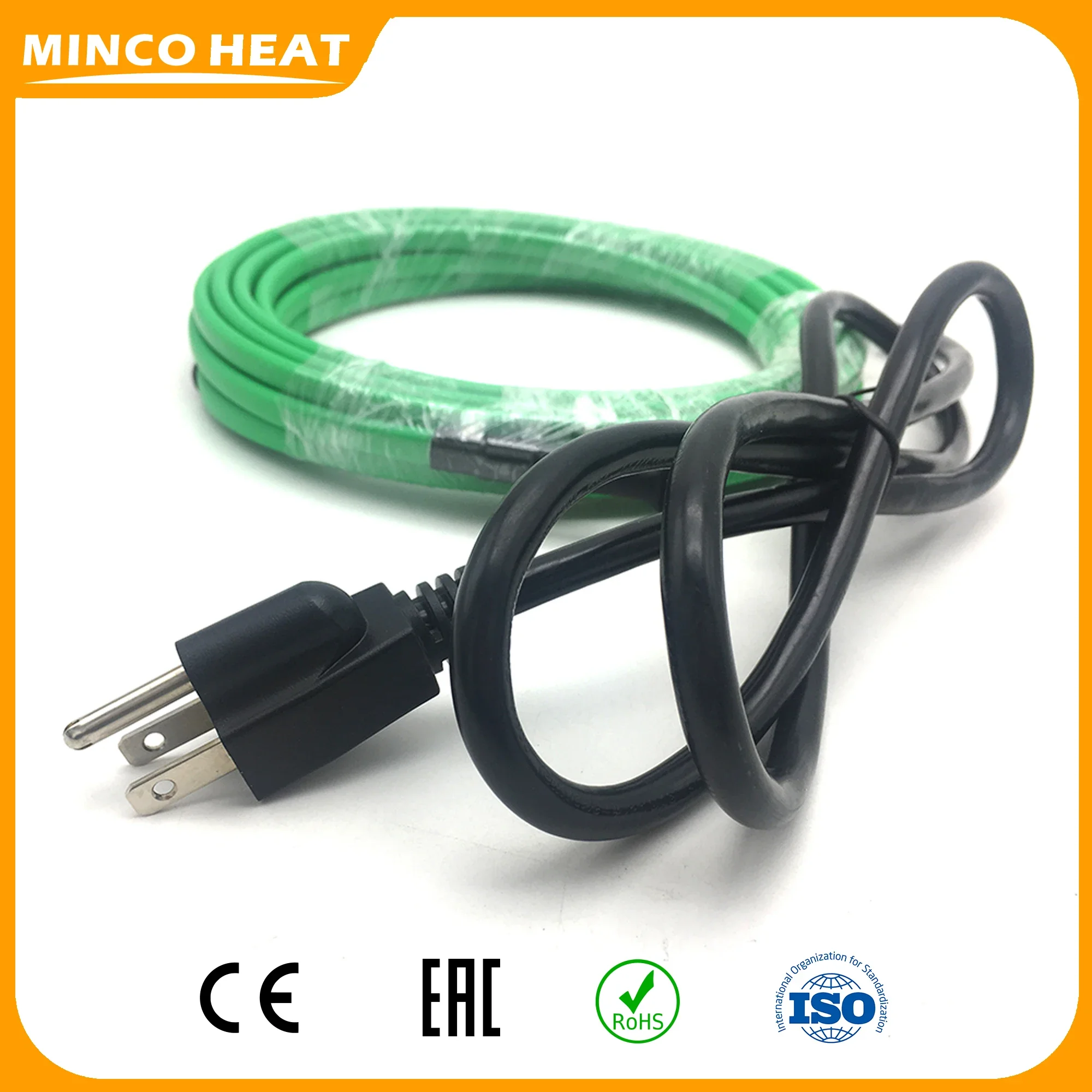 MincoHeat 17w/m1~15m Water Pipe Heating Snow Melting Self Regulating Electric Heating Cable/Wire Kits with US Plug Pre-assembled