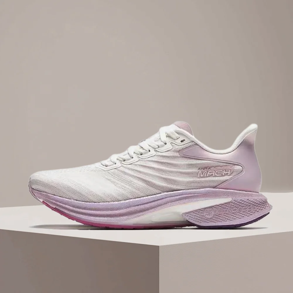 Anta Mach 4.0 Women's Low-Top Casual Running Shoes – Cushioned, Slip-Resistant & Durable, White/Pink 122425583-6