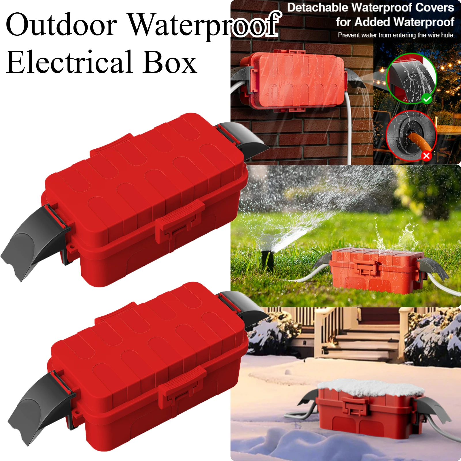 

2 шт. IP55 Маленькая уличная электрическая коробка для удлинителя с водонепроницаемым чехлом и съемными навесами для розеток и праздничных гирлянд
