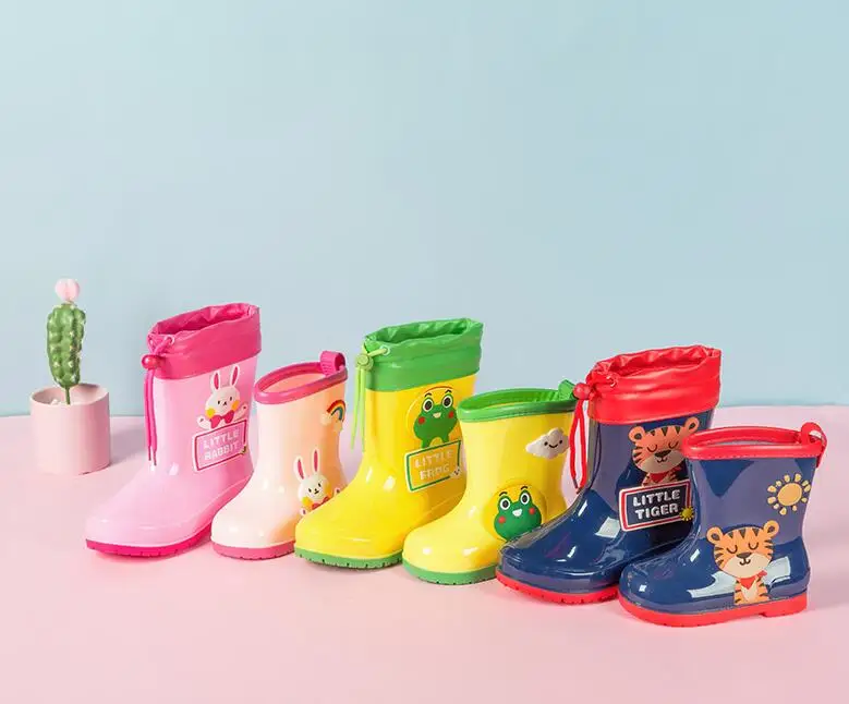 NEW Kids Boots Rain Boots Kids Boys Girls PVC Rainboots Waterproof Non-Slip Water Shoes Children Shoes for All Seasons