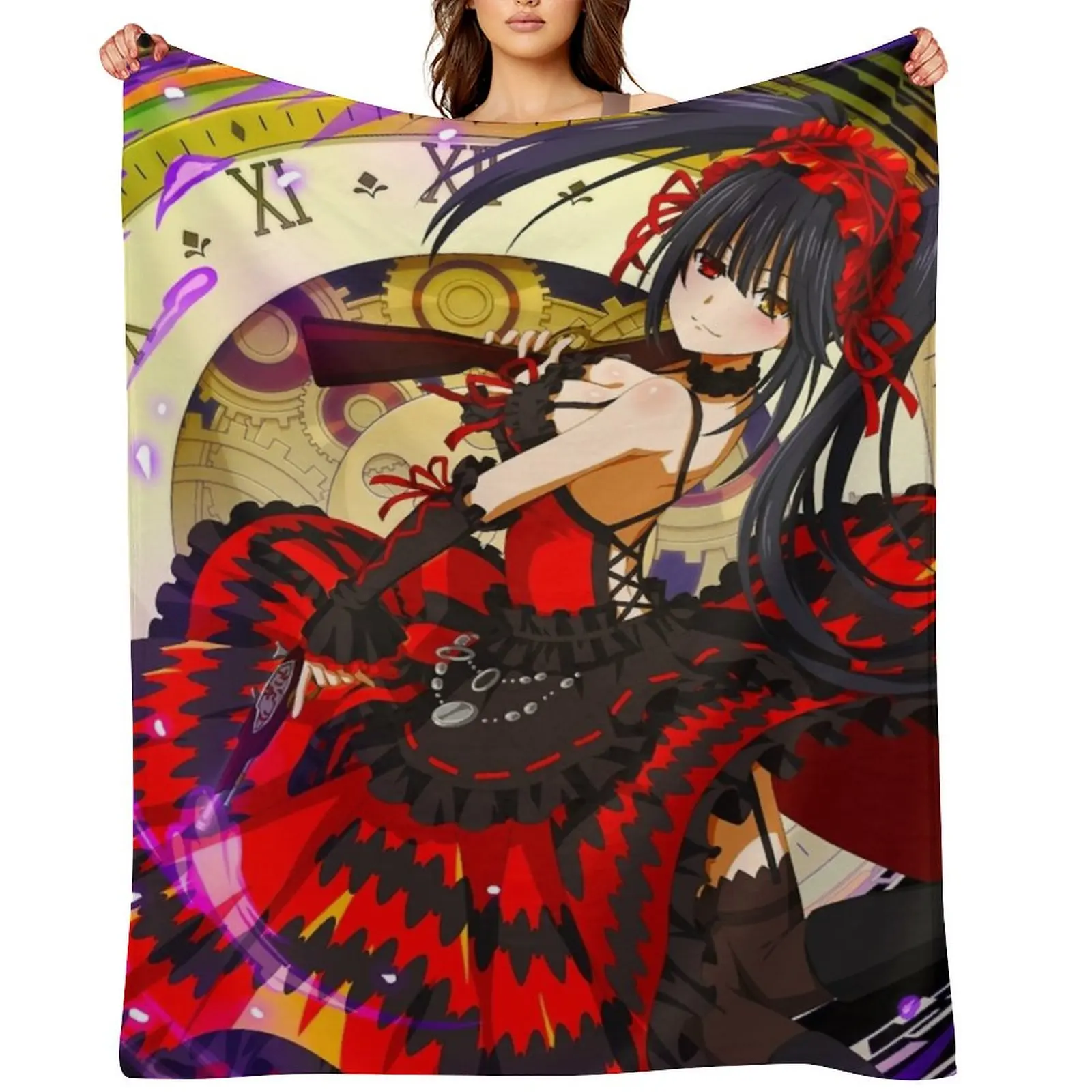 Kurumi Tokisaki | Date A Live | Anime Throw Blanket Flannel Soft Beds Multi-Purpose Luxury Thicken Shaggy Large Blankets