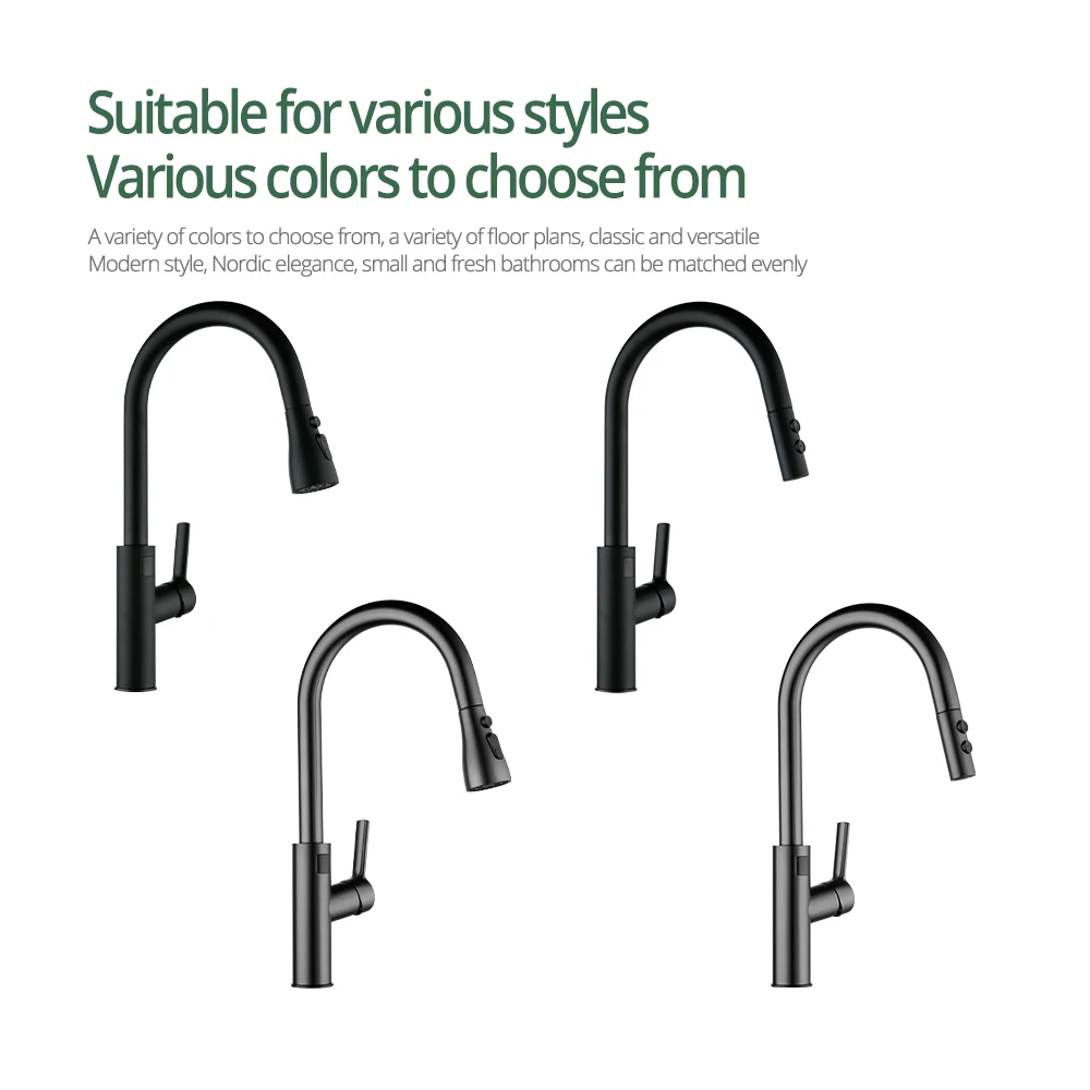 Hot And Cold Pull Out  Kitchen Sink Mixer Tap Digital Display Function Rotatable Kitchen Tap Matte Black Touch On Kitchen Faucet