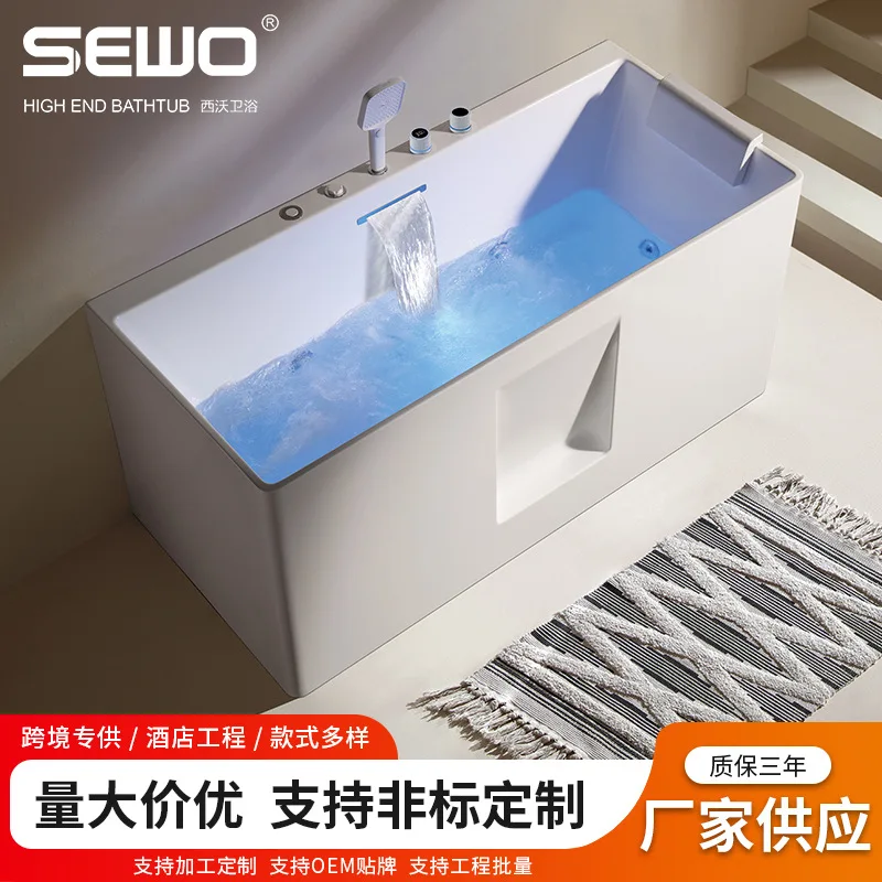 

Popular Recommended Home Jacuzzi Intelligent Constant Temperature Heating Surfing Acrylic Bathtub Rectangular Homestay Bathtub