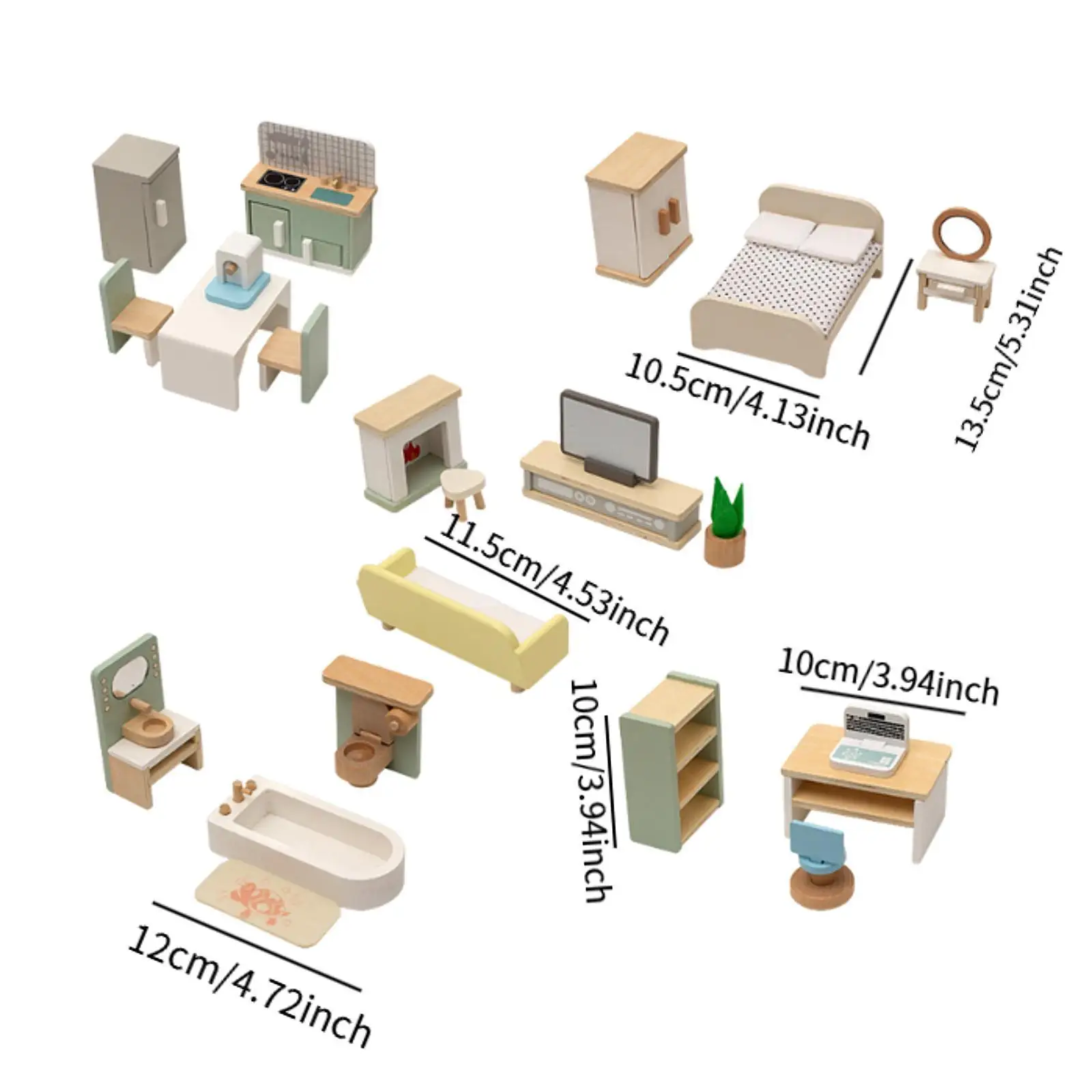 Ensemble de meubles de maison de poupée en bois, jouet de jeu imaginatif, meubles de Simulation