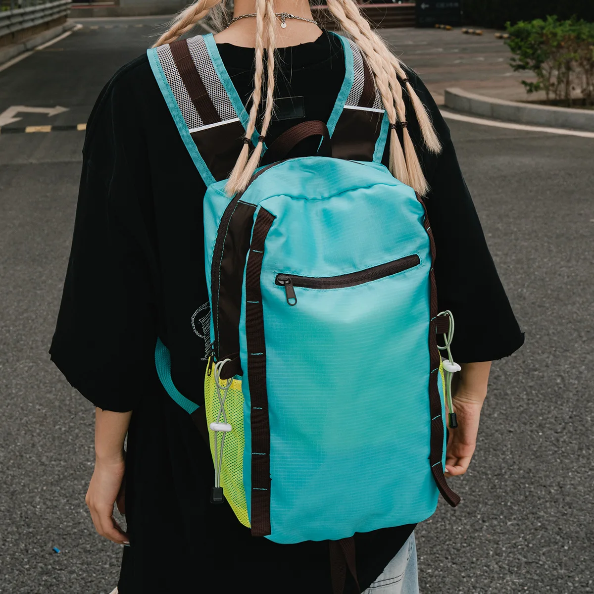 حقيبة ظهر من قماش النايلون المقاوم للماء، حقيبة ظهر كاجوال وخفيفة الوزن للمشي لمسافات طويلة، حقيبة سفر خارجية قابلة للحجب الألوان #3