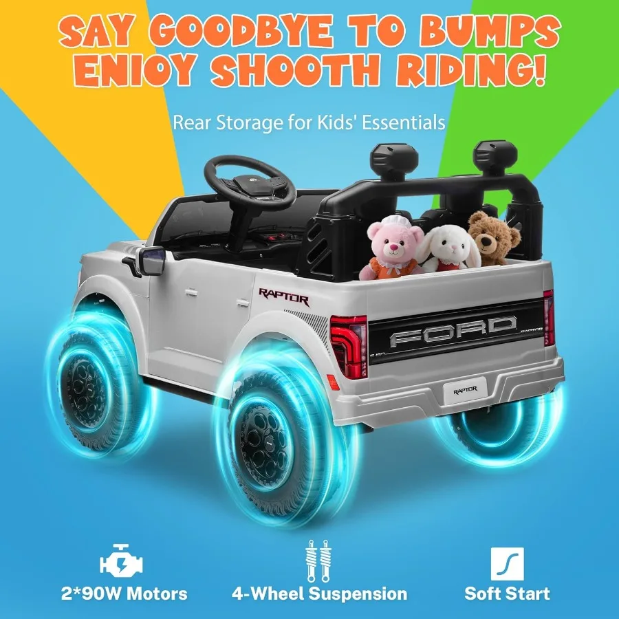 Licensed Ford F-150 Raptor 2 Seater Kids Ride on Truck, 24V Ride on Toys for Big Kids w/Parent Remote Control, Electric Car for