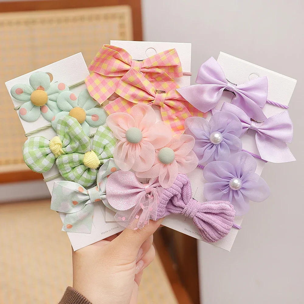 

10pcs/set Big Bow Flower Elastic Hairbands Children Girl Sweet Hair Ties Fashion Headbands Hair Accessories Rubber Band for Baby