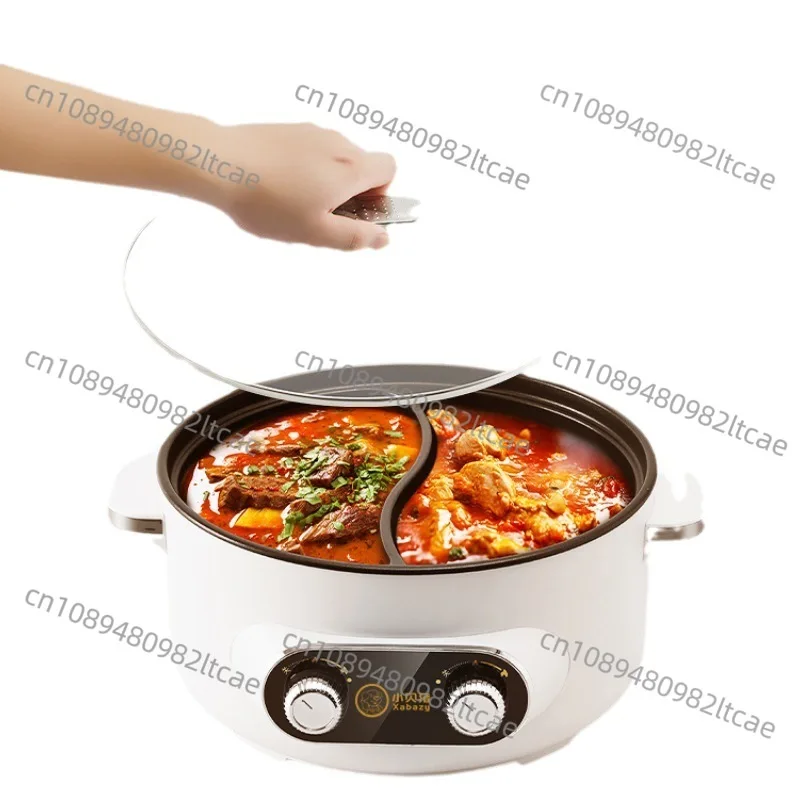 Electric Hot Pot Household Split Mandarin Duck Pot 6L Large Capacity Multi-function Electric Wok Electric Cooking Pot