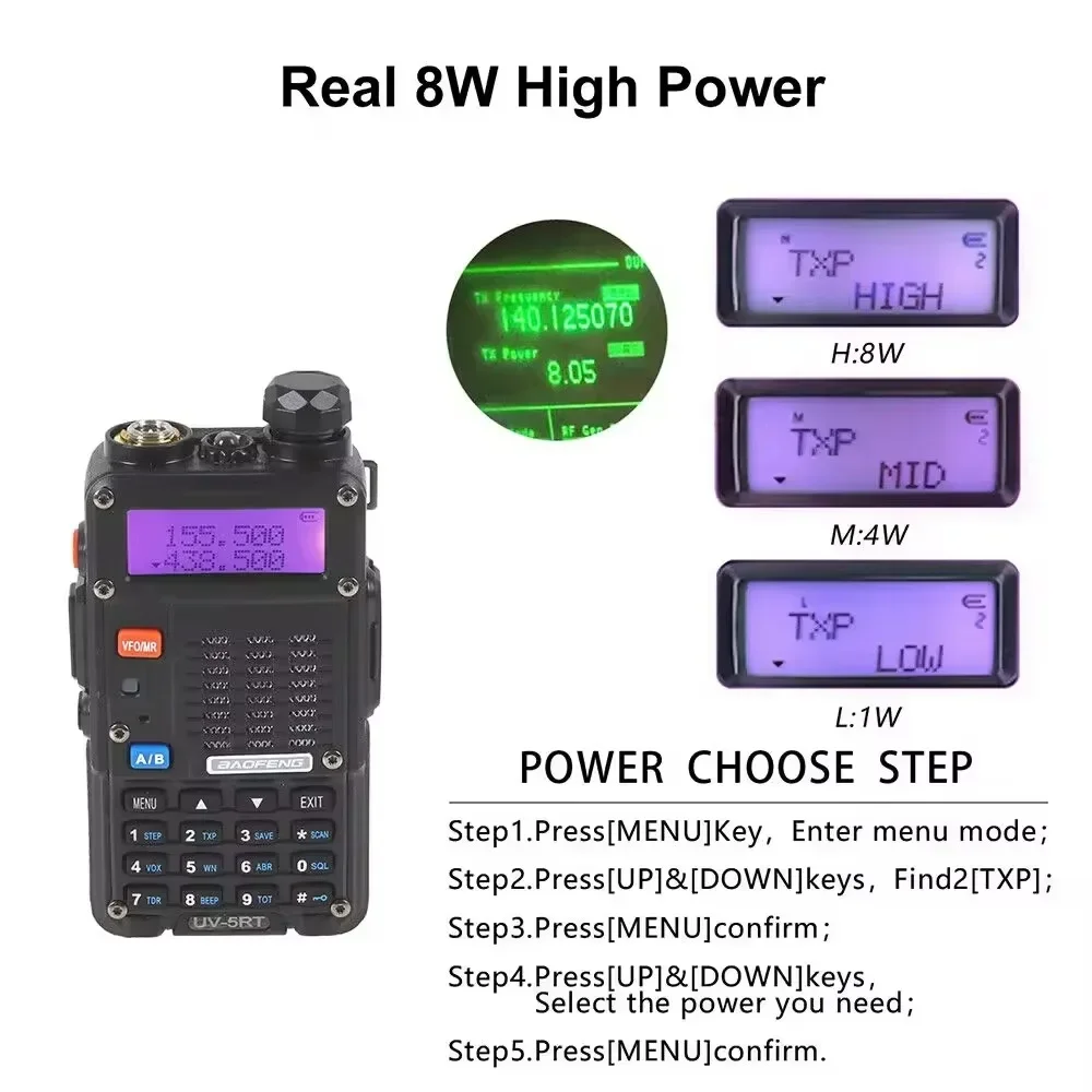 BAOFENG-walkie-talkie de banda Dual, Radio bidireccional, versión mejorada de UV-5RT, 5W, 1800mAh, 136-173MHz, 400-519MHz, tienda oficial