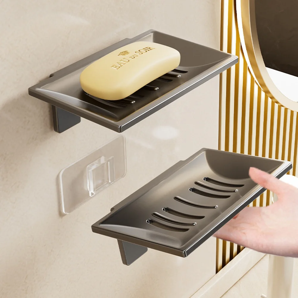1/2/3pcs Soap Holder Wall-Mounted Drip Tray Bathroom Organizer No Drill Stainless Steel Quick Installation Soap Holder Tools