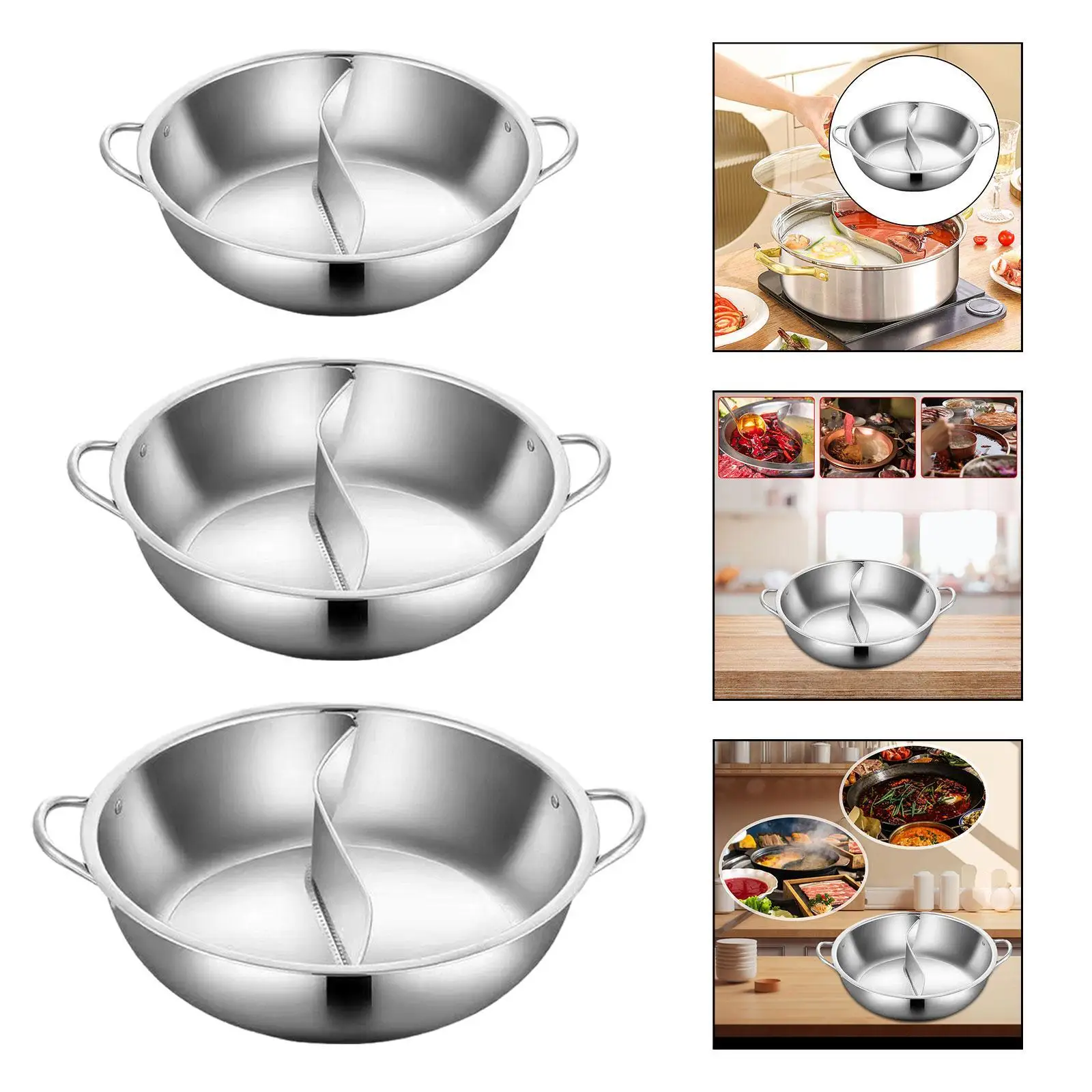 

Кастрюля из нержавеющей стали с разделителем, китайская кастрюля Шабу Шабу, суповая кастрюля с двойным вкусом для домашнего семейного сбора в ресторане