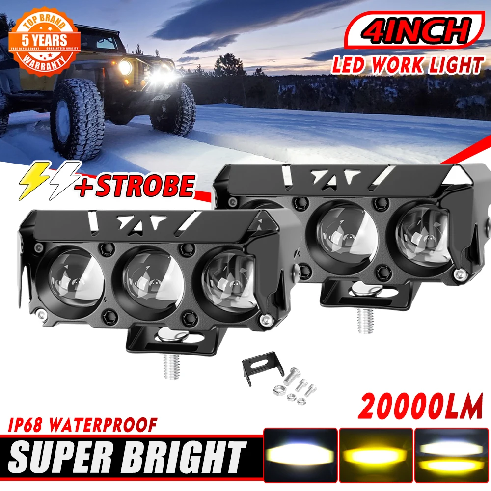 HL دراجة نارية LED كشافات سيارة المصابيح الأمامية السيارات الأضواء مصباح العارض عدسة مزدوجة اللون بقعة مساعد القيادة ضوء 12 فولت #1