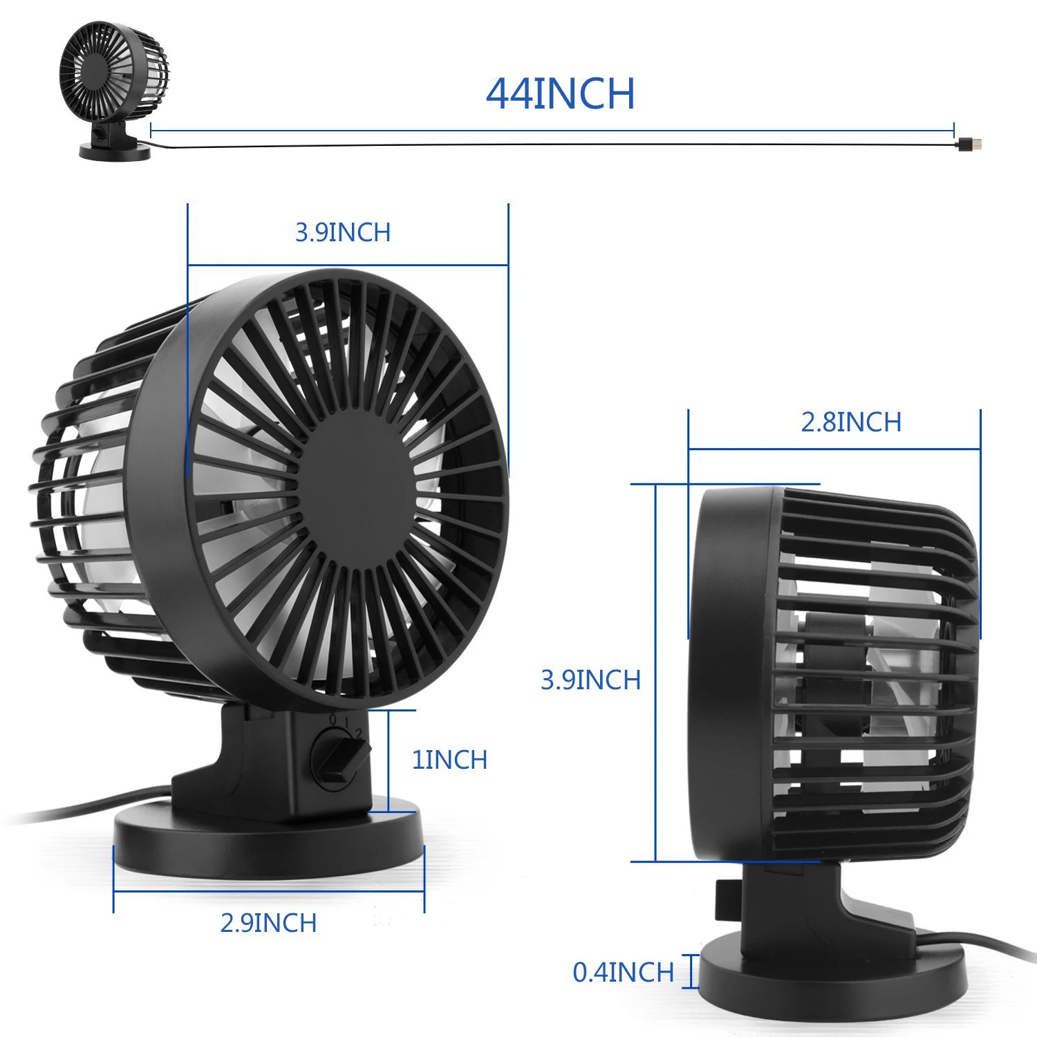 Personal Mini USB Fan Noiseless Table Desk Fan with Dual Blades For Home Office Desktop(2 gears) Black