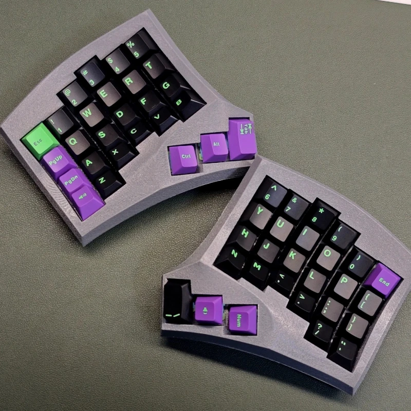 Kit de Teclado Curvo Dividido com Fio Cygnus 4x6 Manuform, Teclado Ergonômico Dividido Feito à Mão, Personalizado em PETG, Hot-swapping, Monomodo, VIA