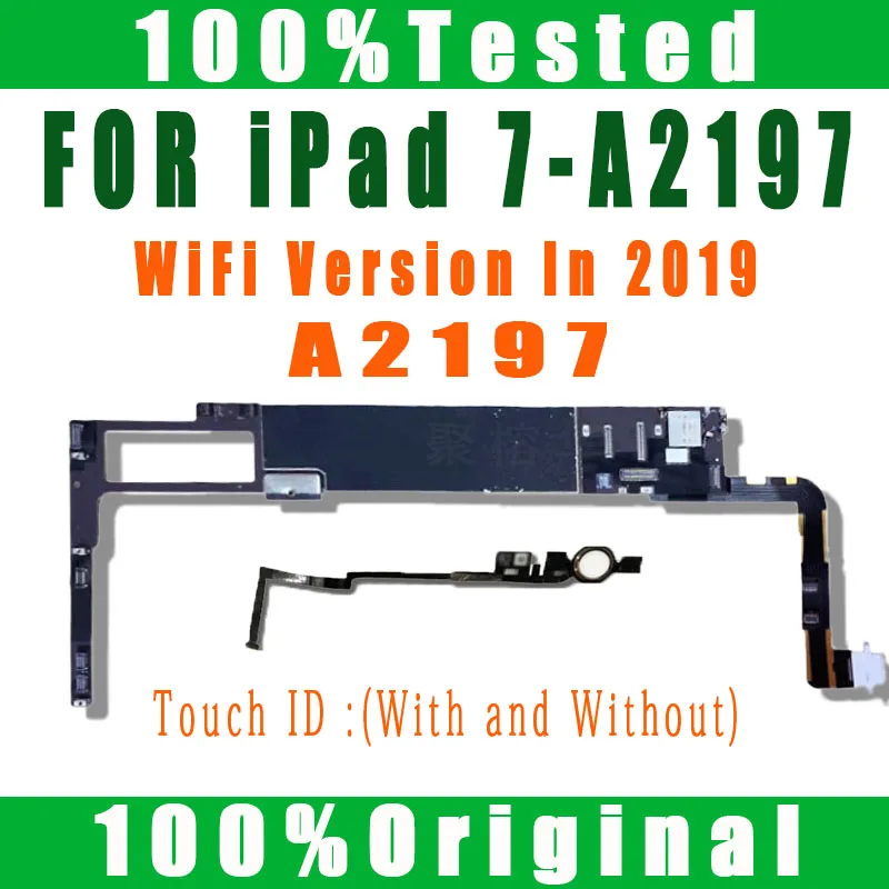 A2197 WiFi Version for IPad 2019 7th Clean iCloud Motherboard Original NO ID Account With Full Sysytems With Full Chips