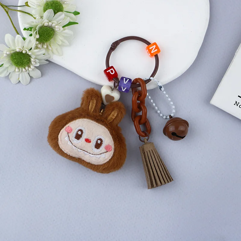 Nieuwe 12.5 cm Labubu Pluche Sleutelhanger Hanger Kawaii Cartoon Schattige Pop Rugzak Hanger Geschenken